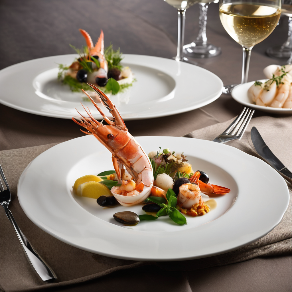 Fine dining seafood entree with elegant plating